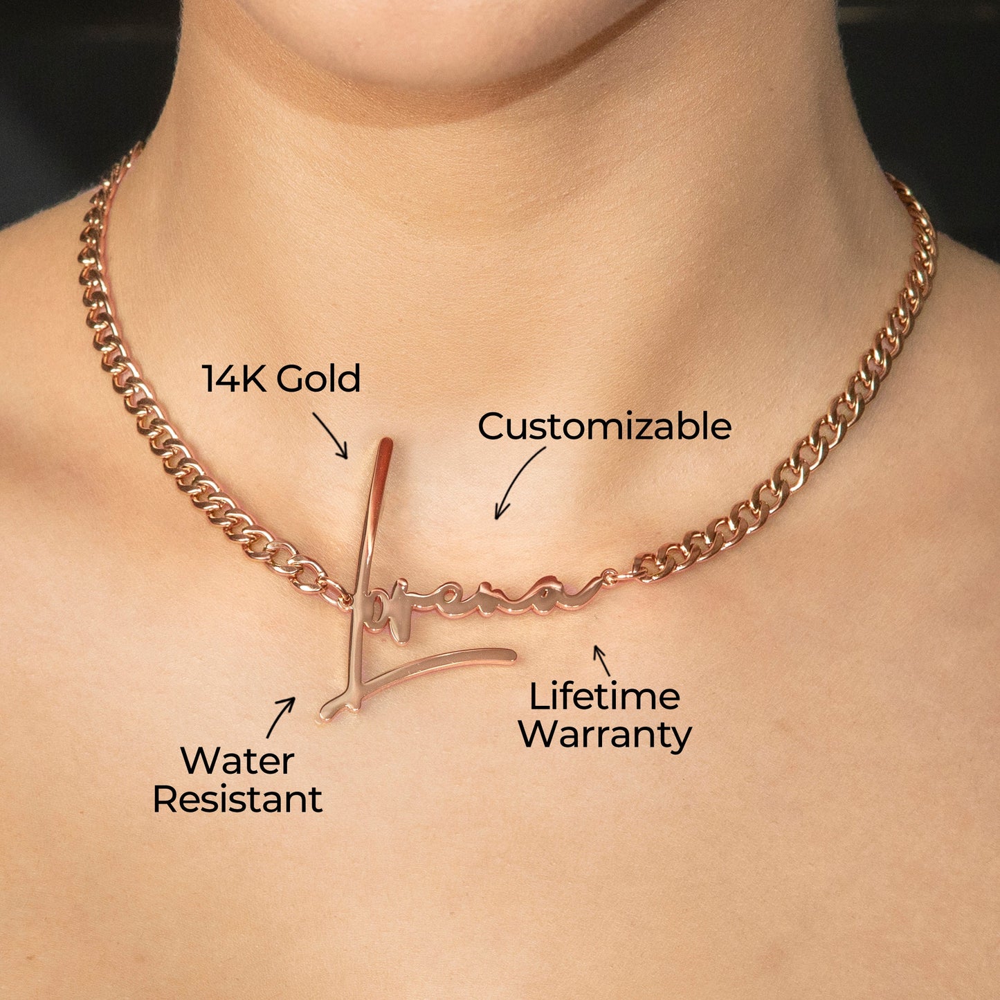 Women Jewelry - Rose Gold Name Necklace | Style # N30