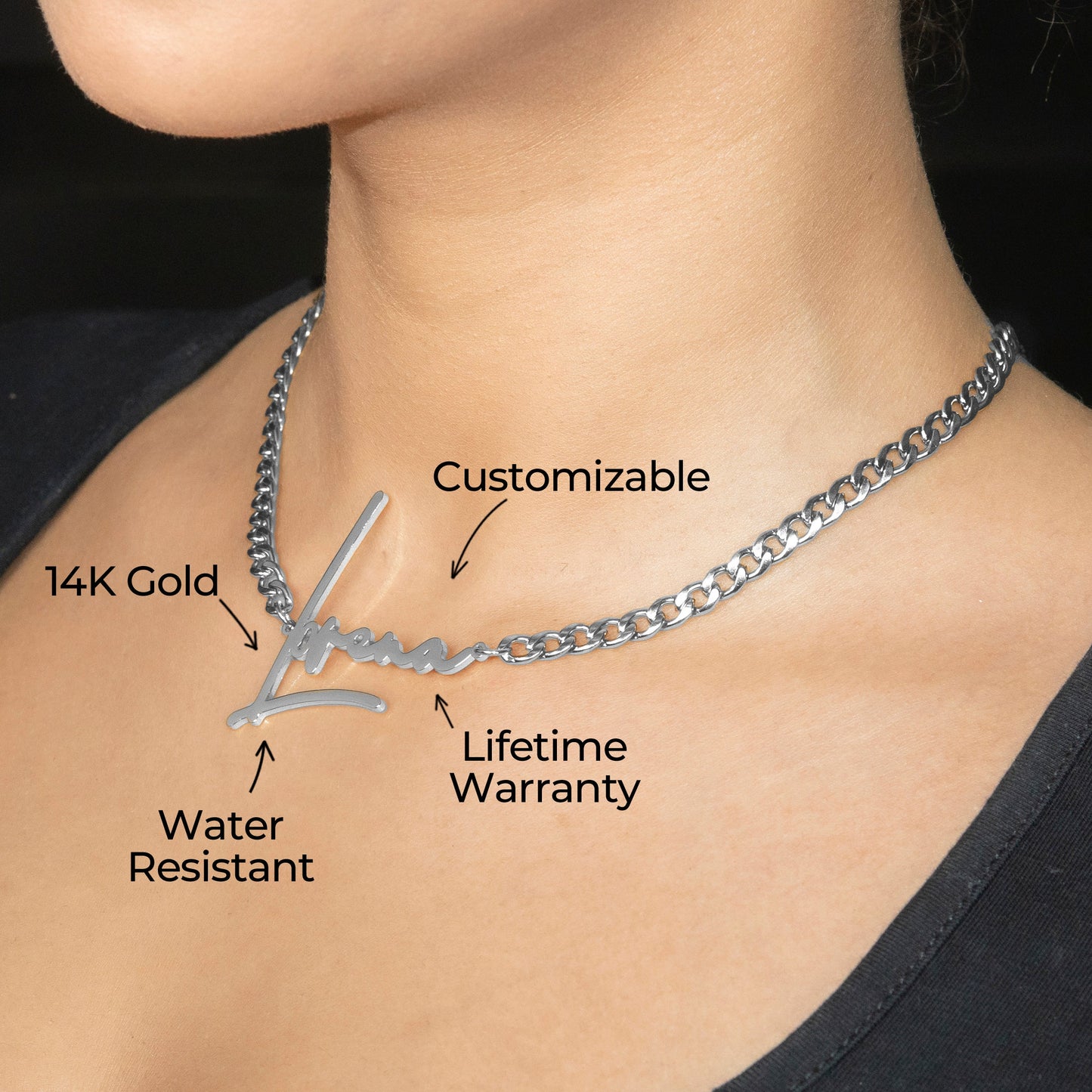 Women Jewelry - White Gold Name Necklace | Style # N30
