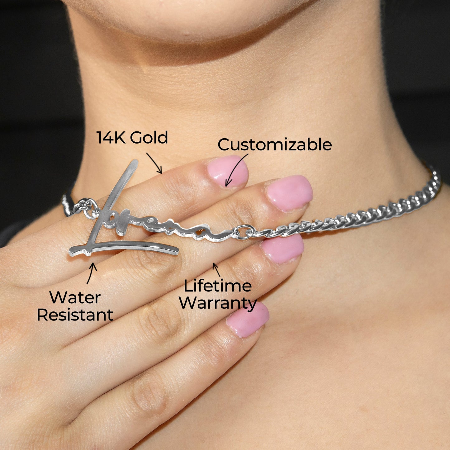 Women Jewelry - White Gold Name Necklace | Style # N30