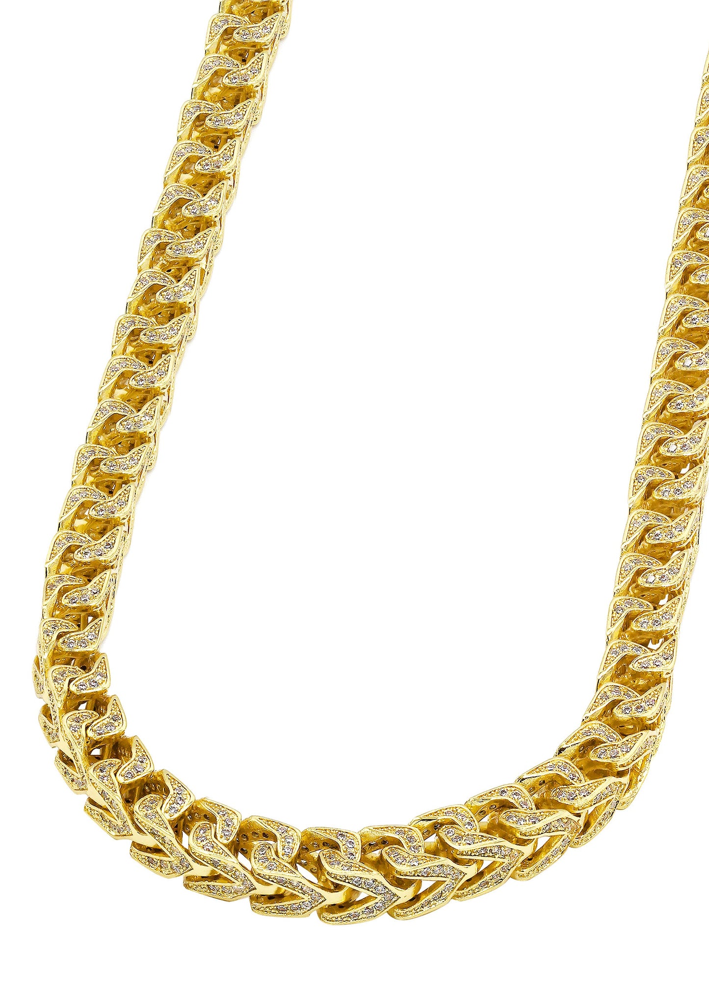 Gold Jewelry -  Solid Gold Iced Out VVS Franco Chain ( 8 Mm )