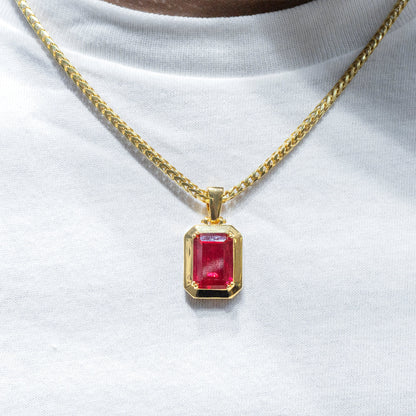 Mens Jewelry -  Gold Ruby Necklace | Appx. 14 Grams