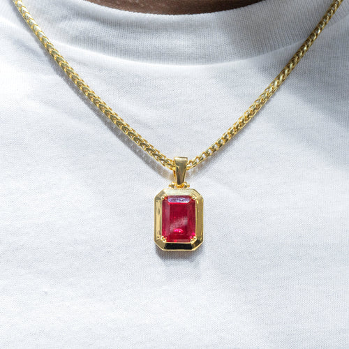 Mens Jewelry -  Gold Ruby Necklace | Appx. 14 Grams