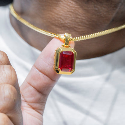 Mens Jewelry -  Gold Ruby Necklace | Appx. 14 Grams