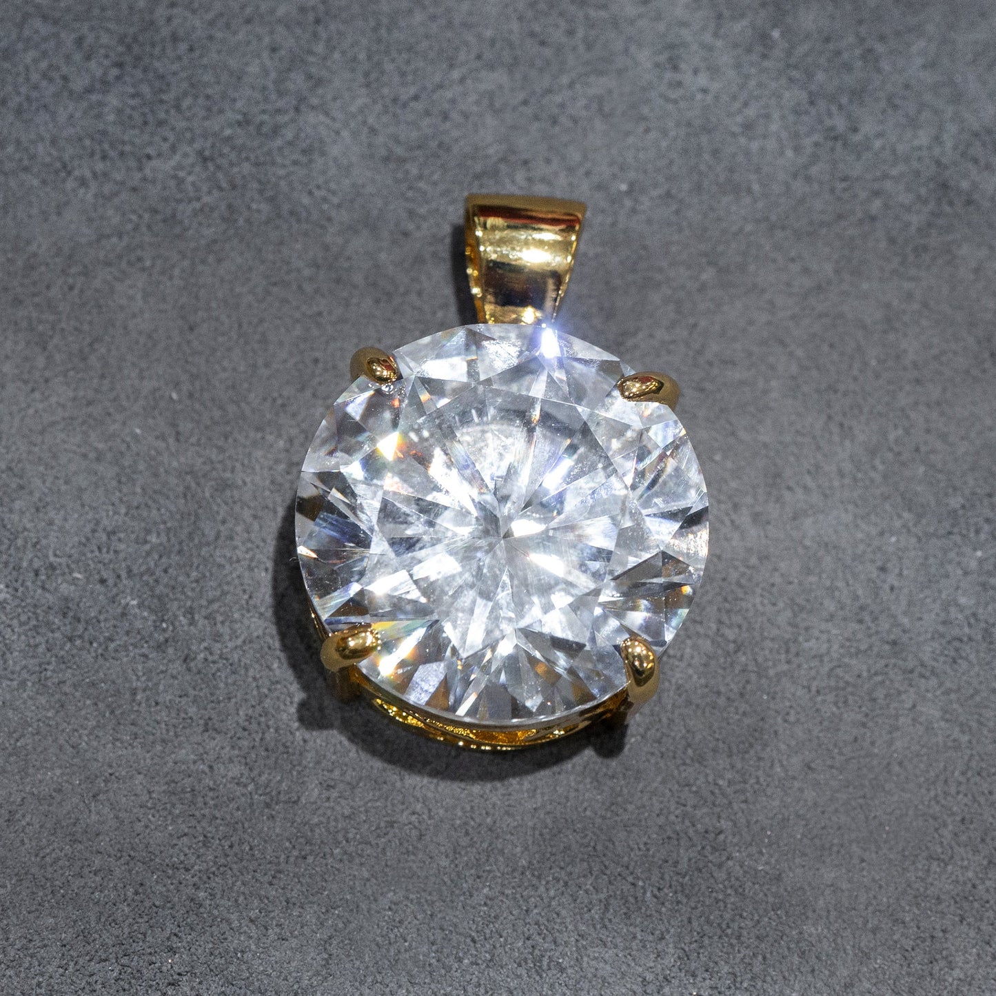 Mens Jewelry -  Gold Iced Out VVS Solitaire Necklace | Appx. 38 Grams