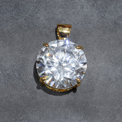 Mens Jewelry -  Gold Iced Out VVS Solitaire Necklace | Appx. 38 Grams
