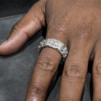 Mens Jewelry - 14K White Gold Iced Out VVS Baguette Ring | 10 Grams