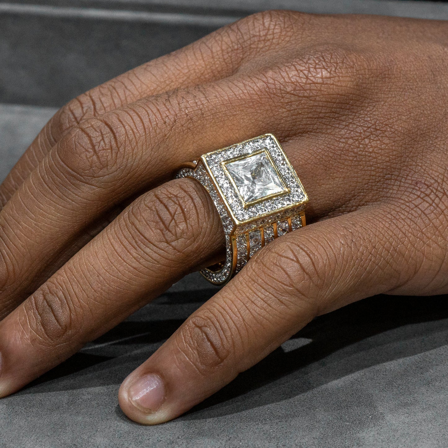 Mens Jewelry - 14K Gold Iced Out VVS Pinky Ring | 23.1 Grams