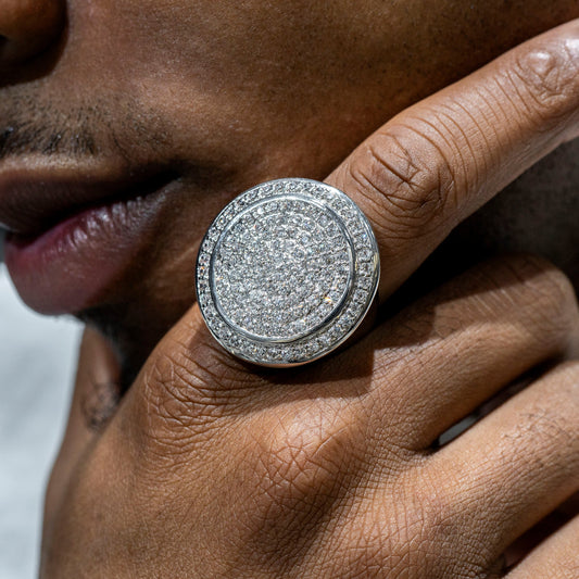 Mens Jewelry - 14K White Gold Iced Out VVS Pinky Ring | 17.2 Grams