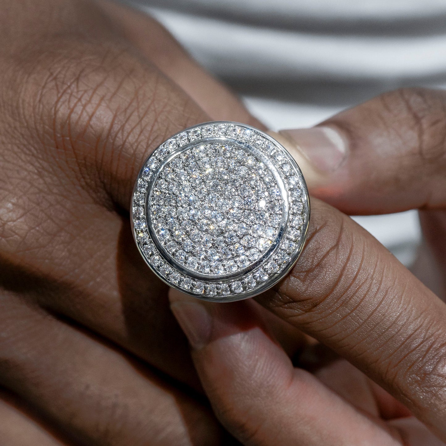 Mens Jewelry - 14K White Gold Iced Out VVS Pinky Ring | 17.2 Grams