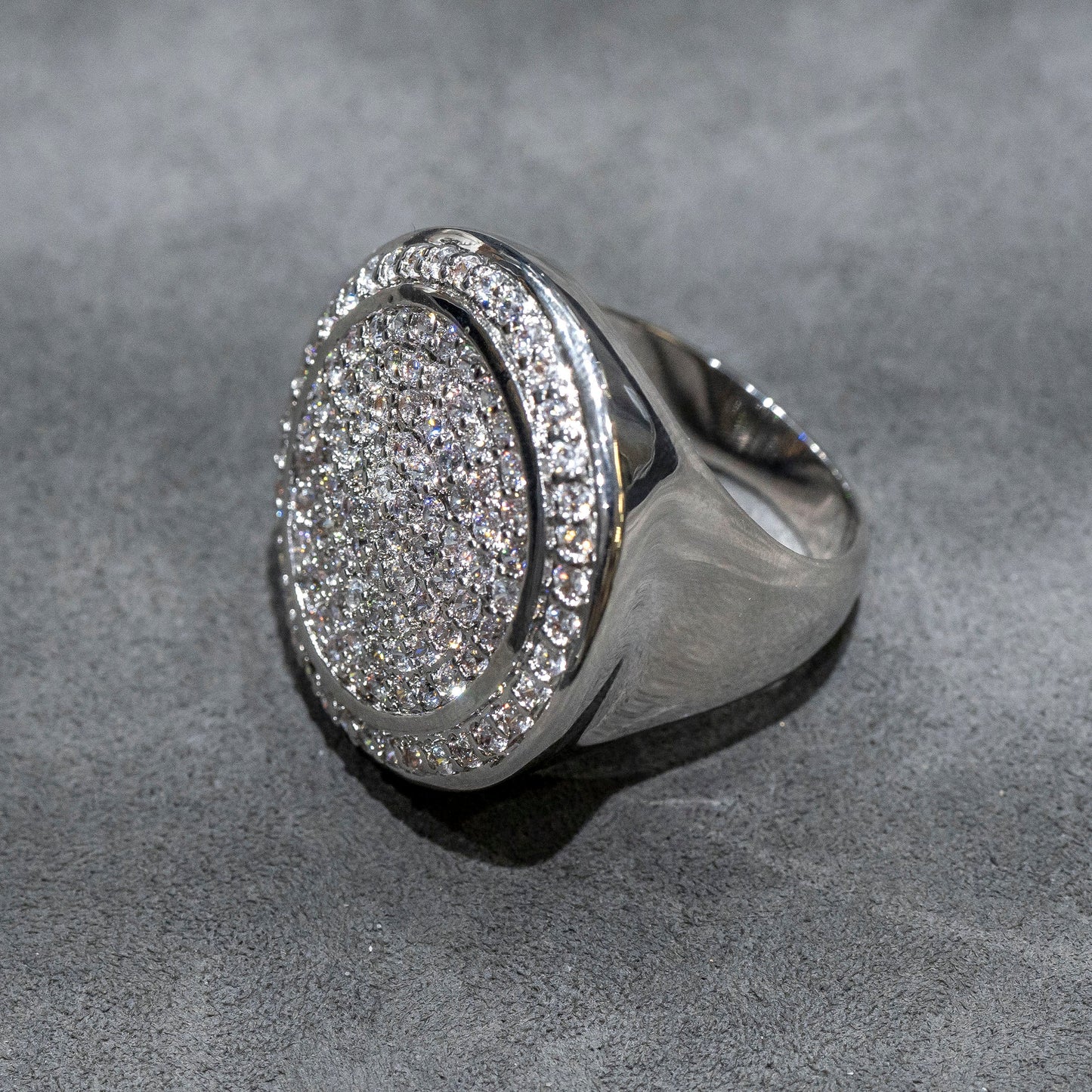 Mens Jewelry - 14K White Gold Iced Out VVS Pinky Ring | 17.2 Grams