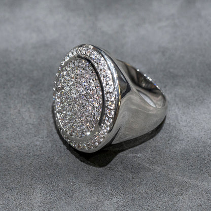 Mens Jewelry - 14K White Gold Iced Out VVS Pinky Ring | 17.2 Grams
