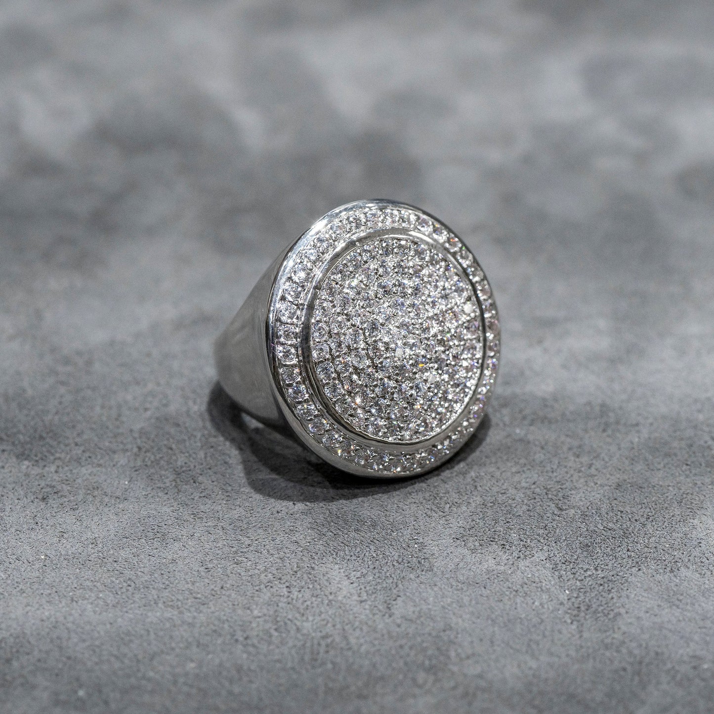 Mens Jewelry - 14K White Gold Iced Out VVS Pinky Ring | 17.2 Grams