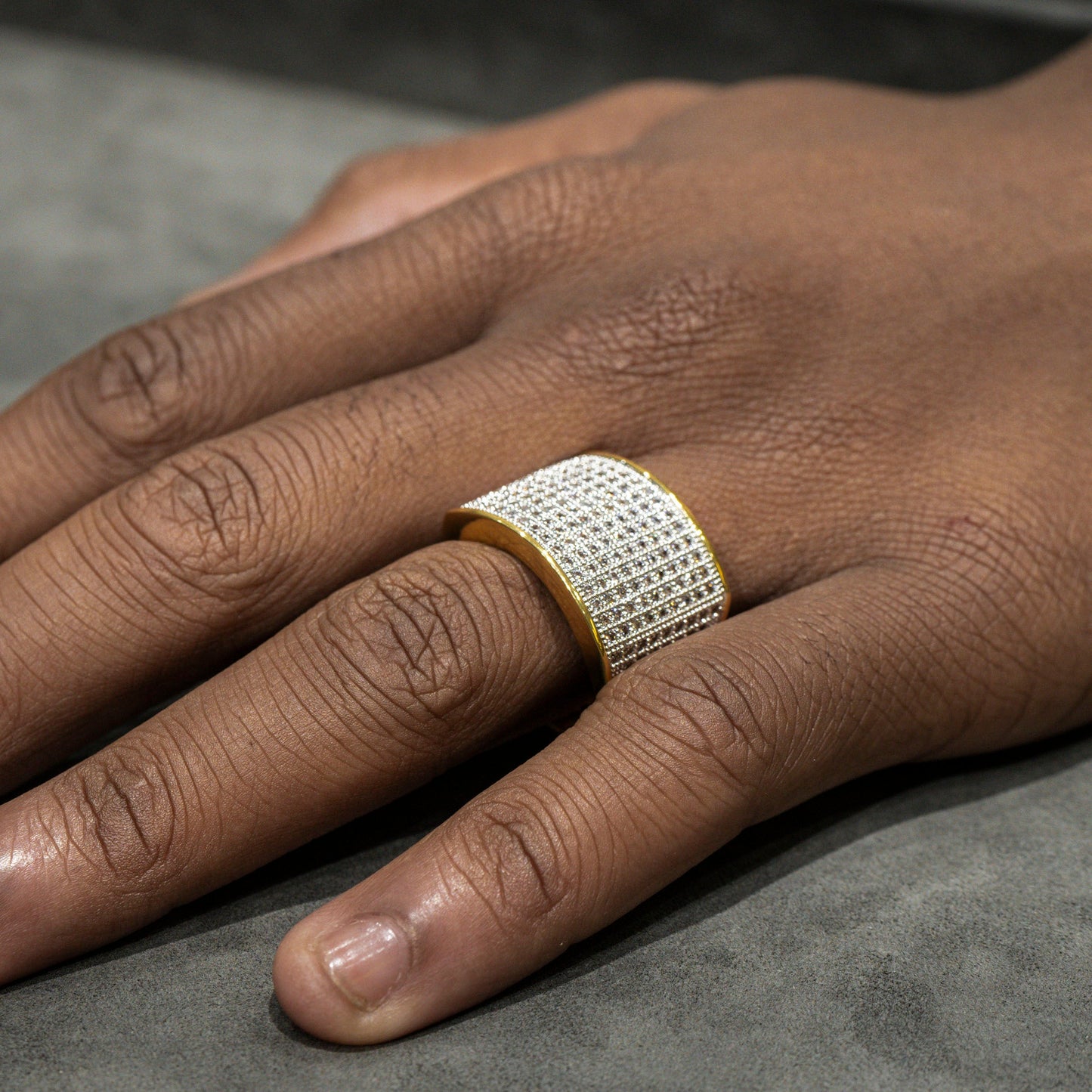 Mens Jewelry - 14K Gold Iced Out VVS Pinky Ring | 12.2 Grams