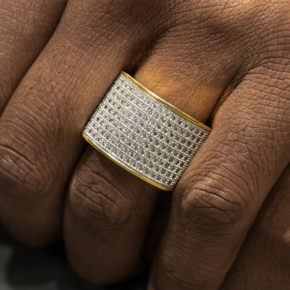 Mens Jewelry - 14K Gold Iced Out VVS Pinky Ring | 12.2 Grams
