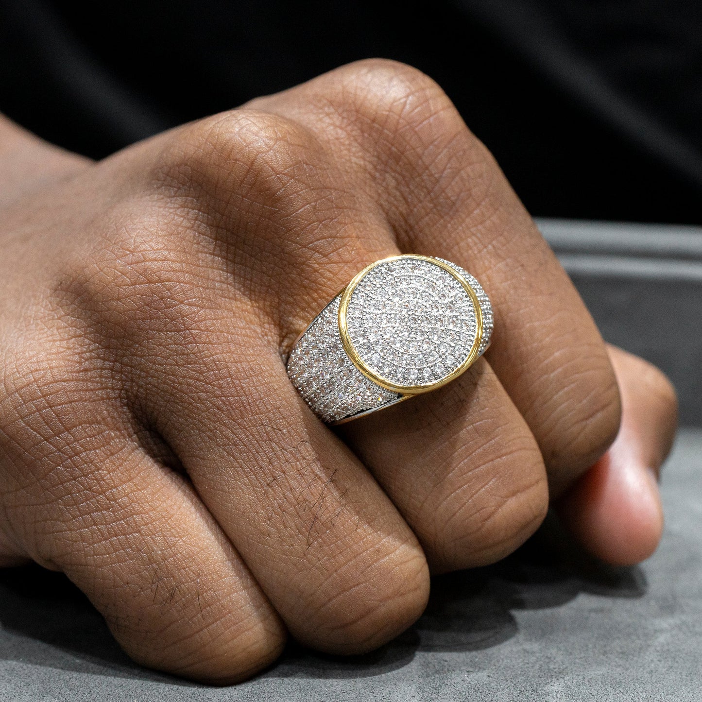 Mens Jewelry - 14K Gold Iced Out VVS Pinky Ring | 10.5 Grams