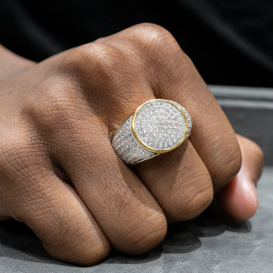 Mens Jewelry - 14K Gold Iced Out VVS Pinky Ring | 10.5 Grams