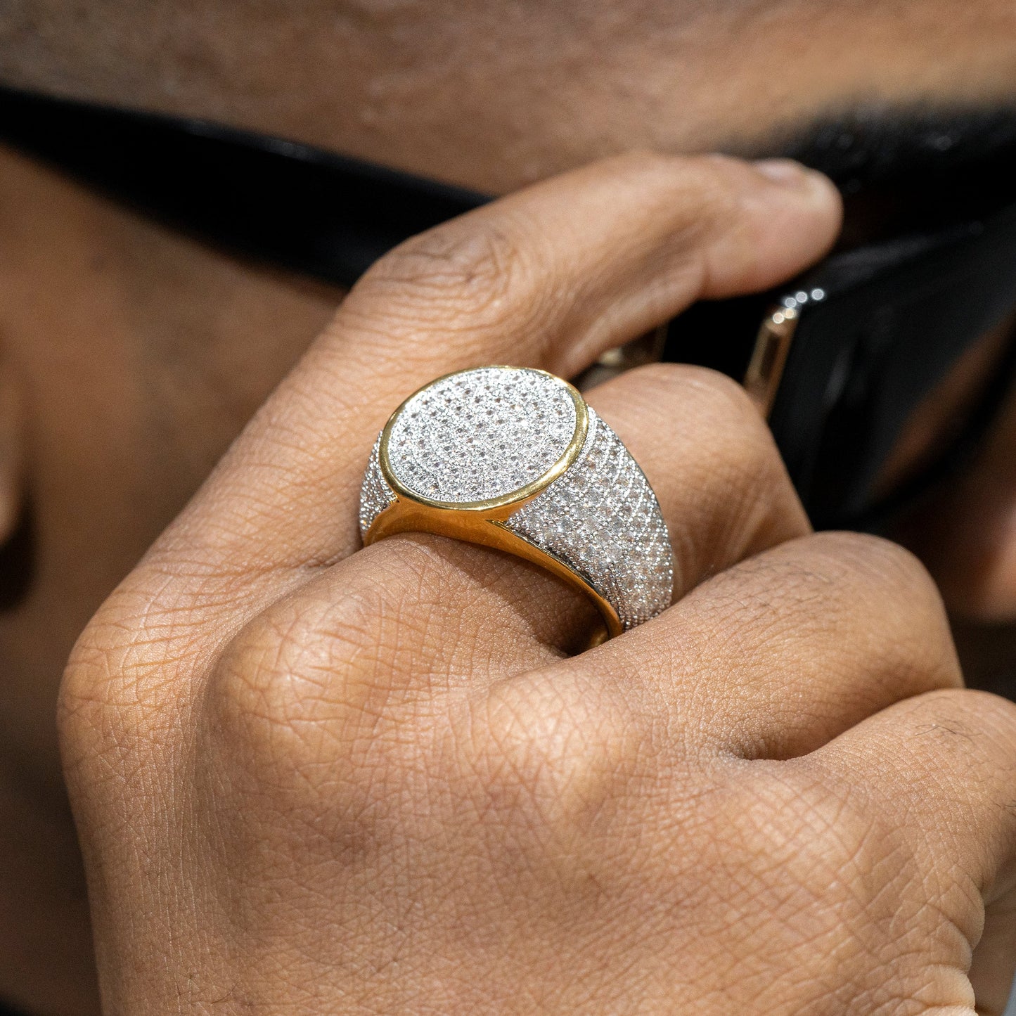 Mens Jewelry - 14K Gold Iced Out VVS Pinky Ring | 10.5 Grams