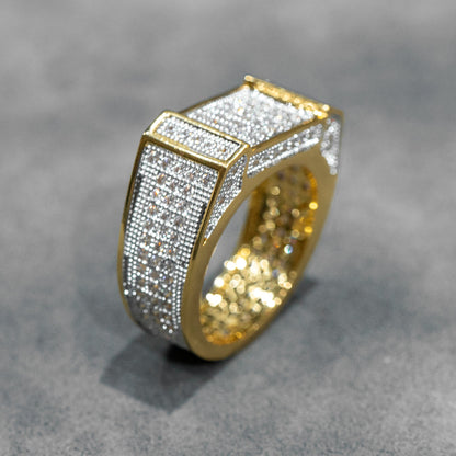 Mens Jewelry - 14K Gold Iced Out VVS Pinky Ring | 9.5 Grams