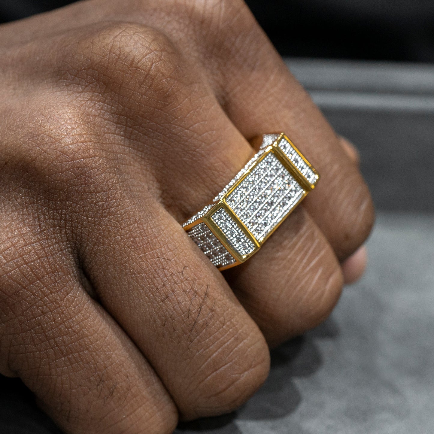 Mens Jewelry - 14K Gold Iced Out VVS Pinky Ring | 9.5 Grams