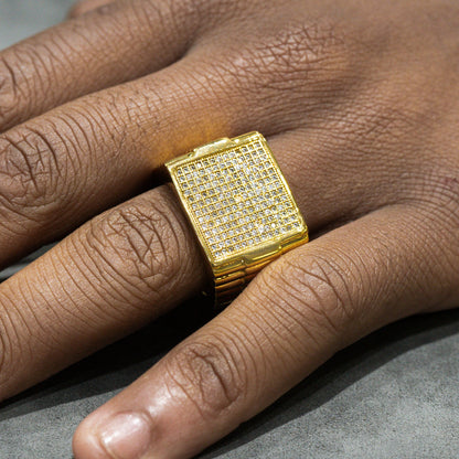 Mens Jewelry - 14K Gold Iced Out VVS Pinky Ring | 16.3 Grams