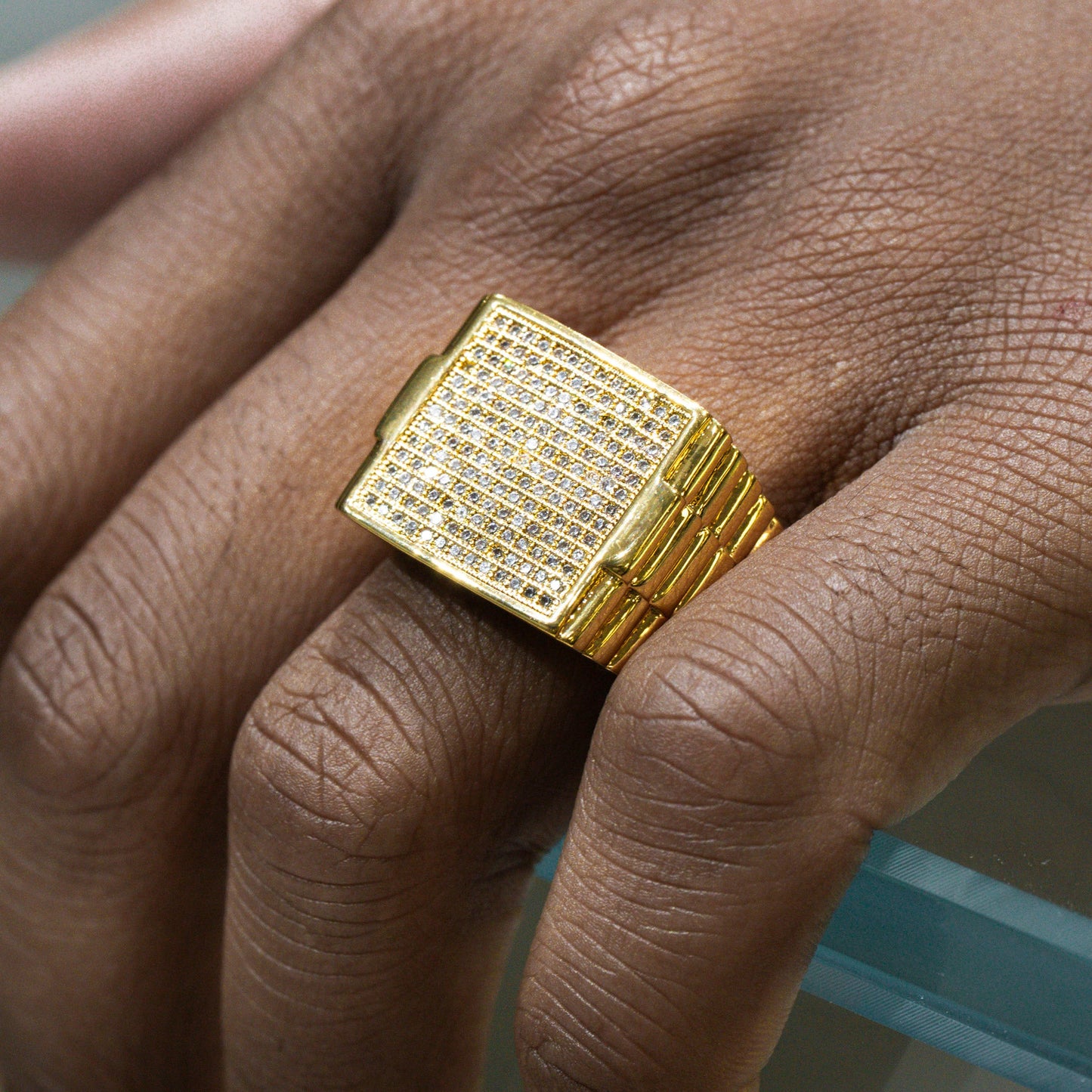 Mens Jewelry - 14K Gold Iced Out VVS Pinky Ring | 16.3 Grams