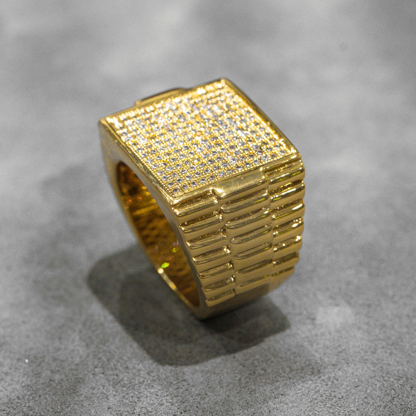 Mens Jewelry - 14K Gold Iced Out VVS Pinky Ring | 16.3 Grams