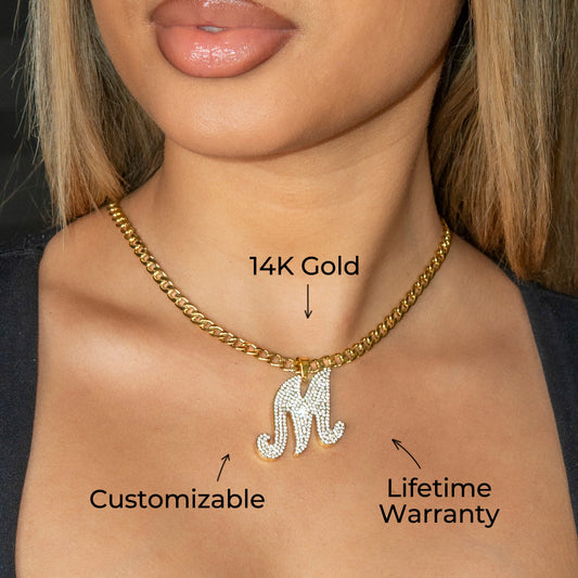Women Jewelry - Initial Iced Out VVS Necklace | Style # 48
