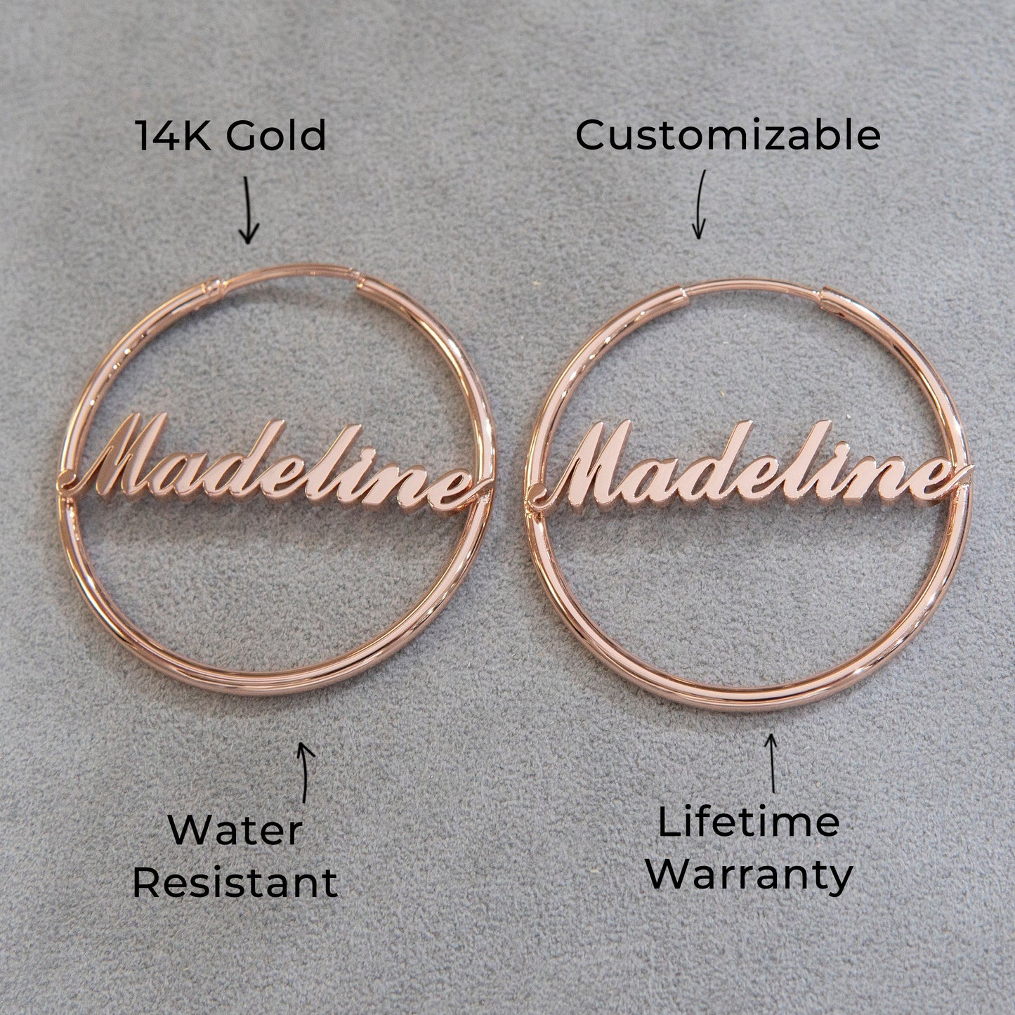 Women Jewelry - 14K Rose Gold Hoop Earrings | Style # E08