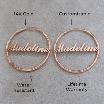 Women Jewelry - 14K Rose Gold Hoop Earrings | Style # E08