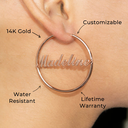 Women Jewelry - 14K Rose Gold Hoop Earrings | Style # E08
