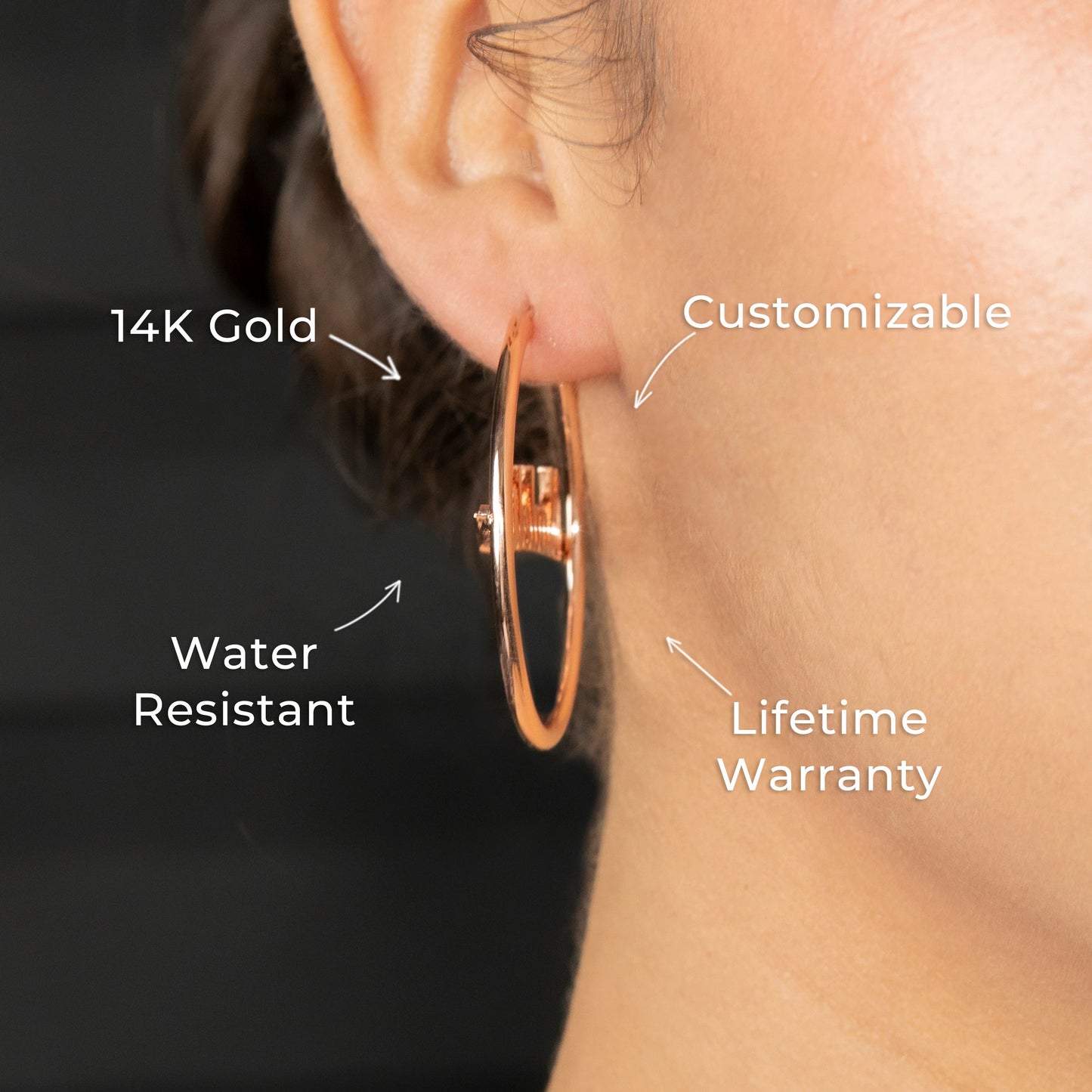 Women Jewelry - 14K Rose Gold Hoop Earrings | Style # E08