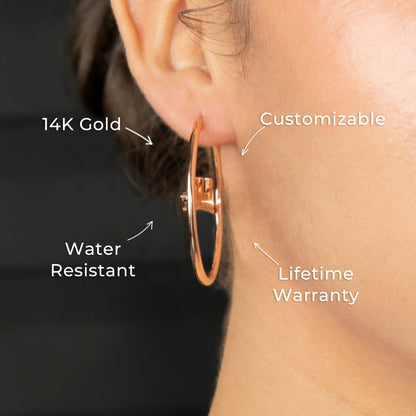 Women Jewelry - 14K Rose Gold Hoop Earrings | Style # E08