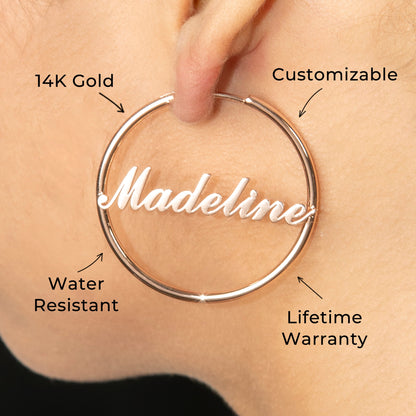 Women Jewelry - 14K Rose Gold Hoop Earrings | Style # E08