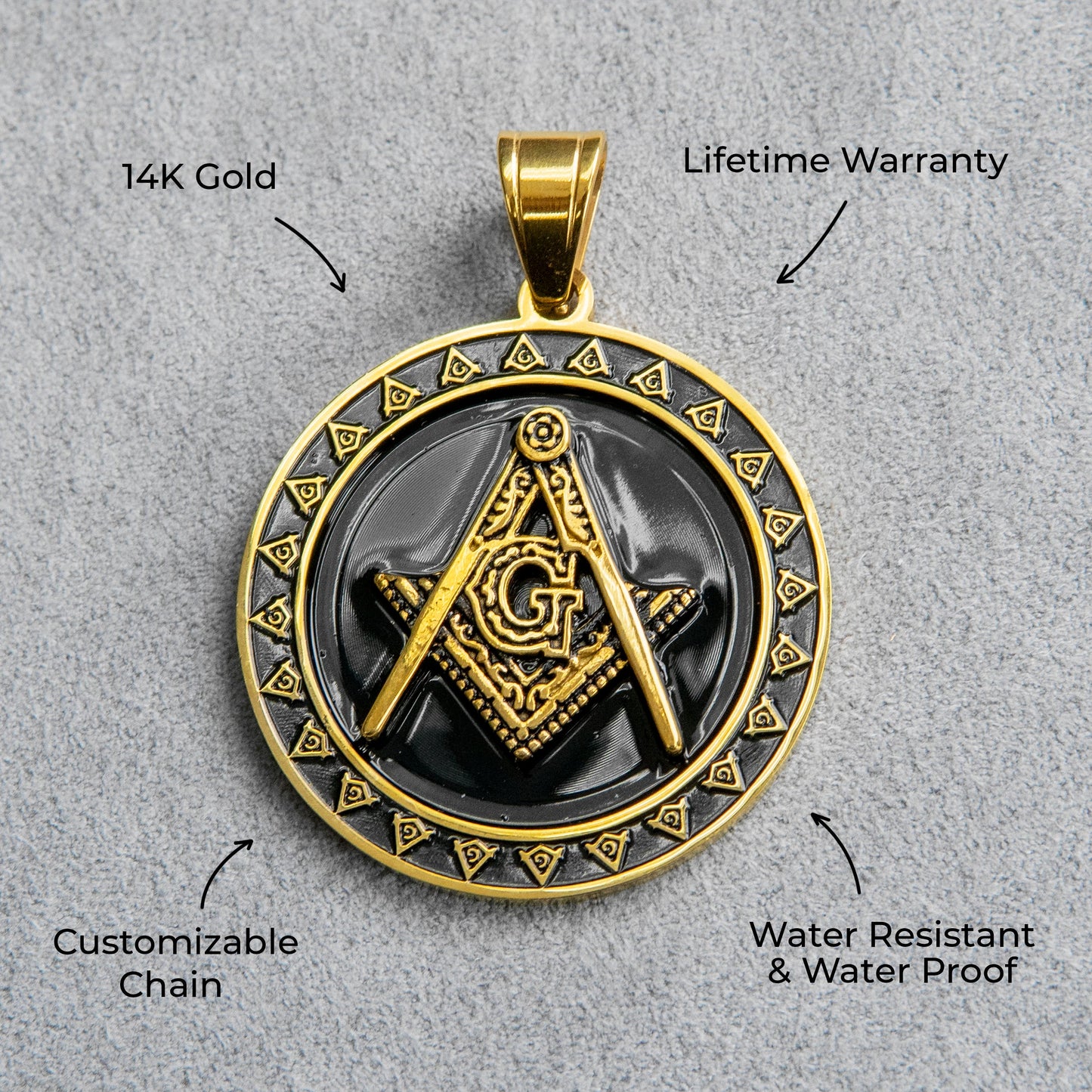 Mens Jewelry - 14K Gold Free Mason Necklace | Appx. 17 Grams