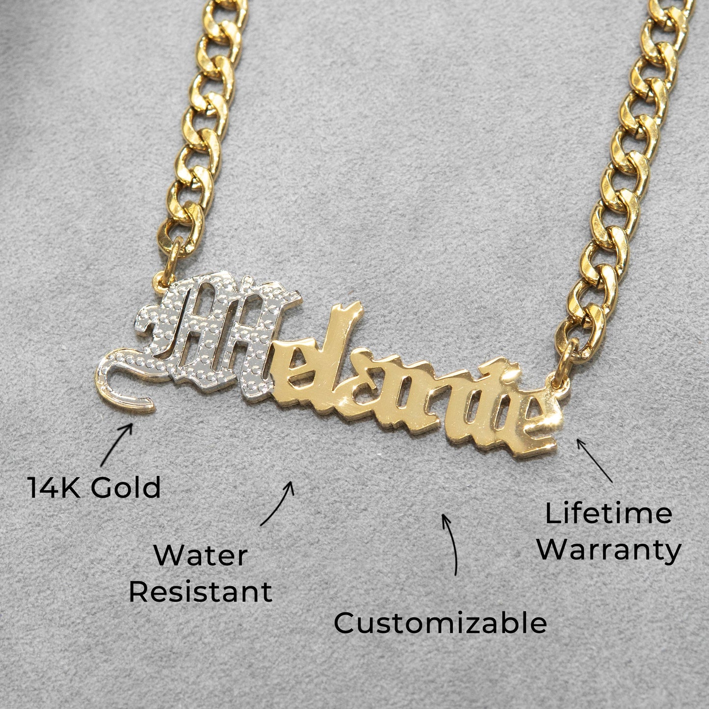 Women Jewelry - Gold Name Necklace | Style # N09