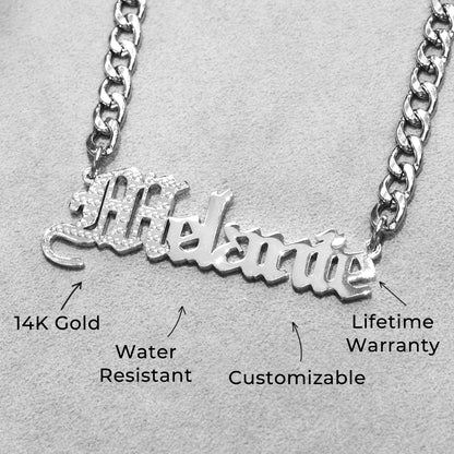 Women Jewelry - White Gold Name Necklace | Style # N09