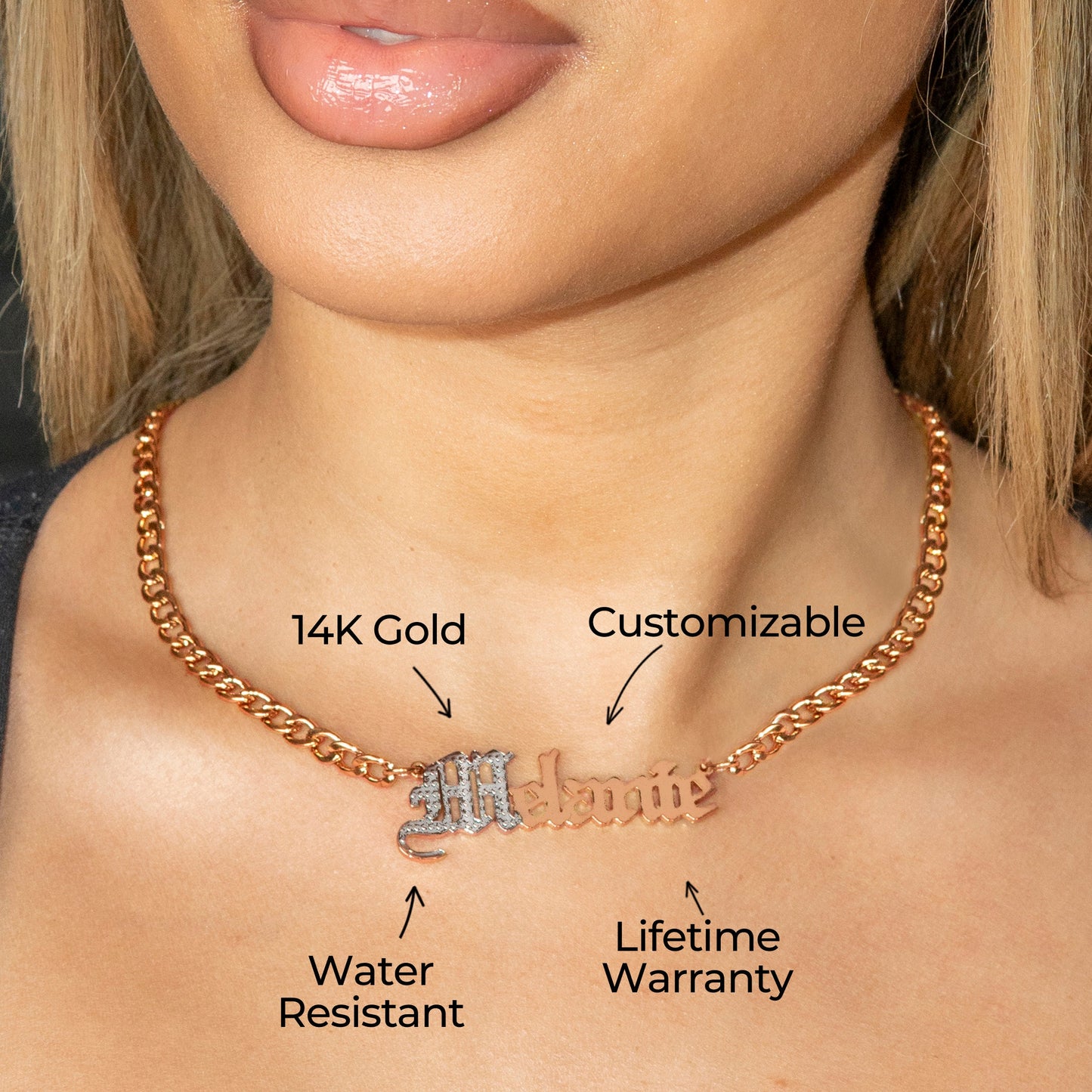 Women Jewelry - Rose Gold Name Necklace | Style # N09
