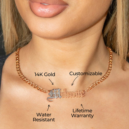 Women Jewelry - Rose Gold Name Necklace | Style # N09