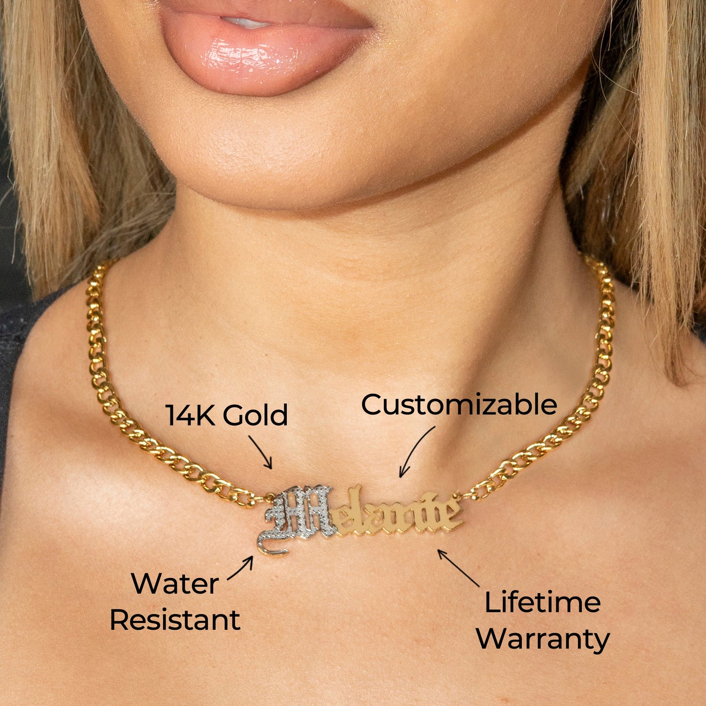 Women Jewelry - Gold Name Necklace | Style # N09