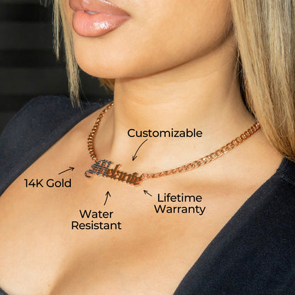 Women Jewelry - Rose Gold Name Necklace | Style # N09