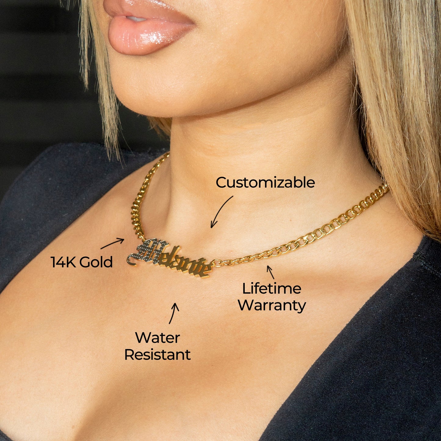 Women Jewelry - Gold Name Necklace | Style # N09