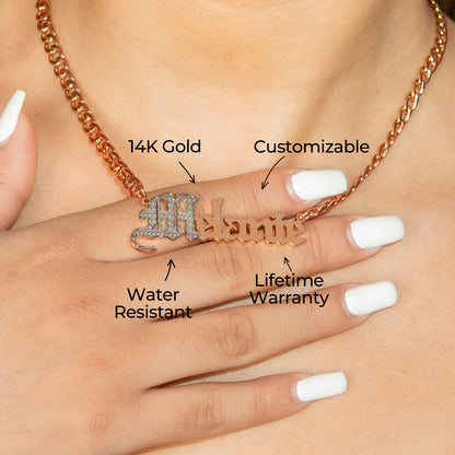 Women Jewelry - Rose Gold Name Necklace | Style # N09