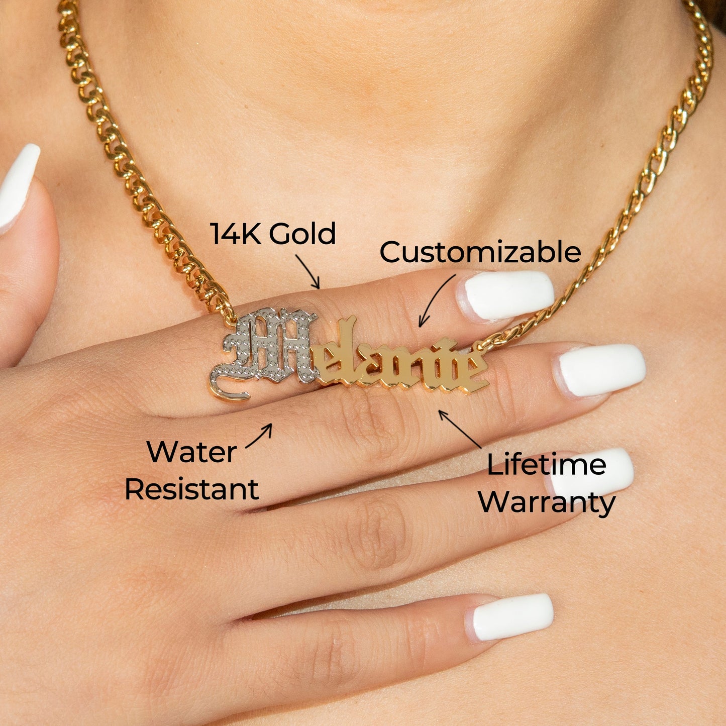 Women Jewelry - Gold Name Necklace | Style # N09