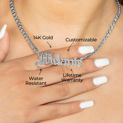 Women Jewelry - White Gold Name Necklace | Style # N09