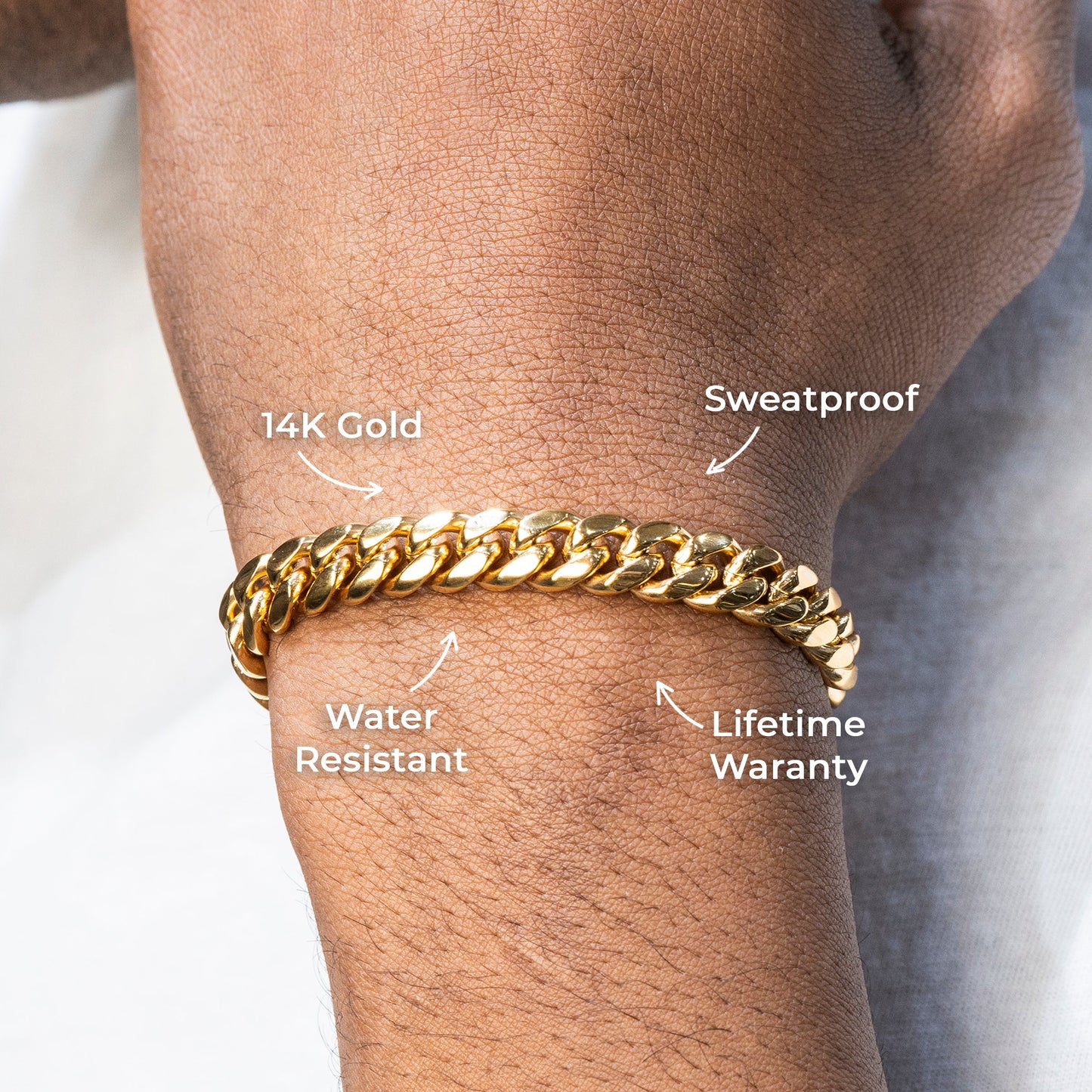 Gold Jewelry -  Mens 14K Gold Solid Miami Cuban Link Bracelet