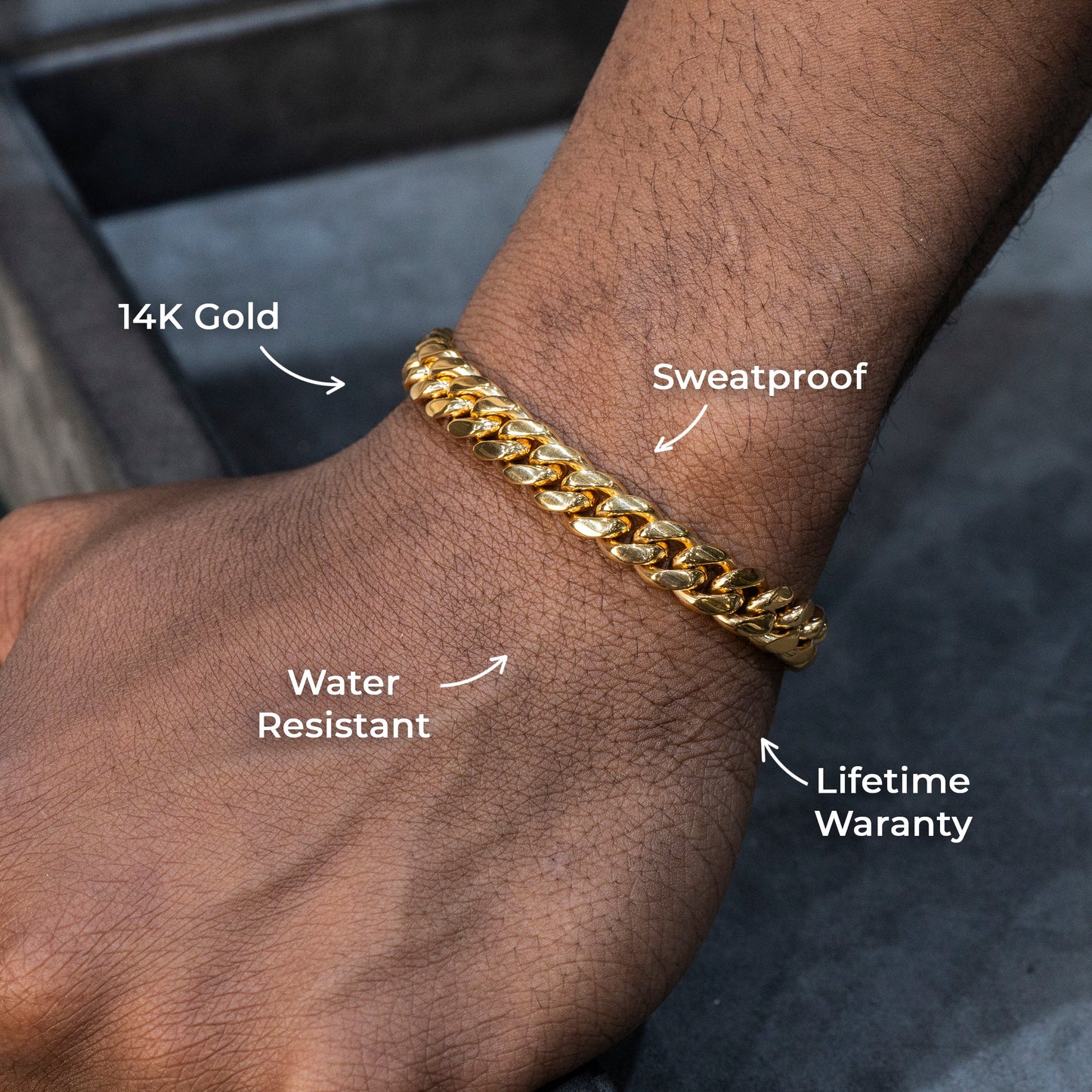 Gold Jewelry -  Mens 14K Gold Solid Miami Cuban Link Bracelet