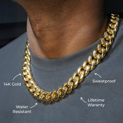 Mens Jewelry - Solid Gold Miami Cuban Link Chain & Bracelet