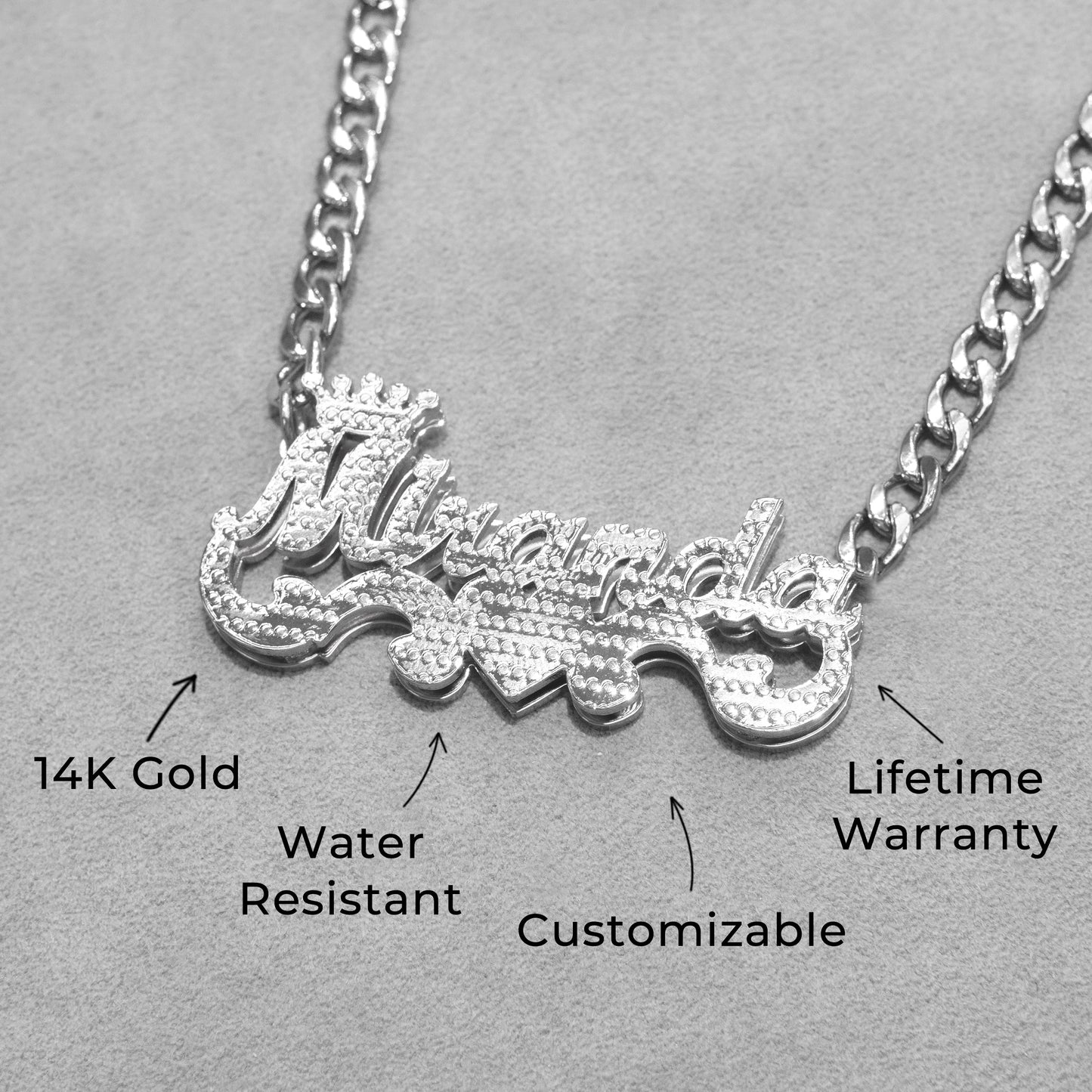 Women Jewelry - White Gold Name Necklace | Style # N46