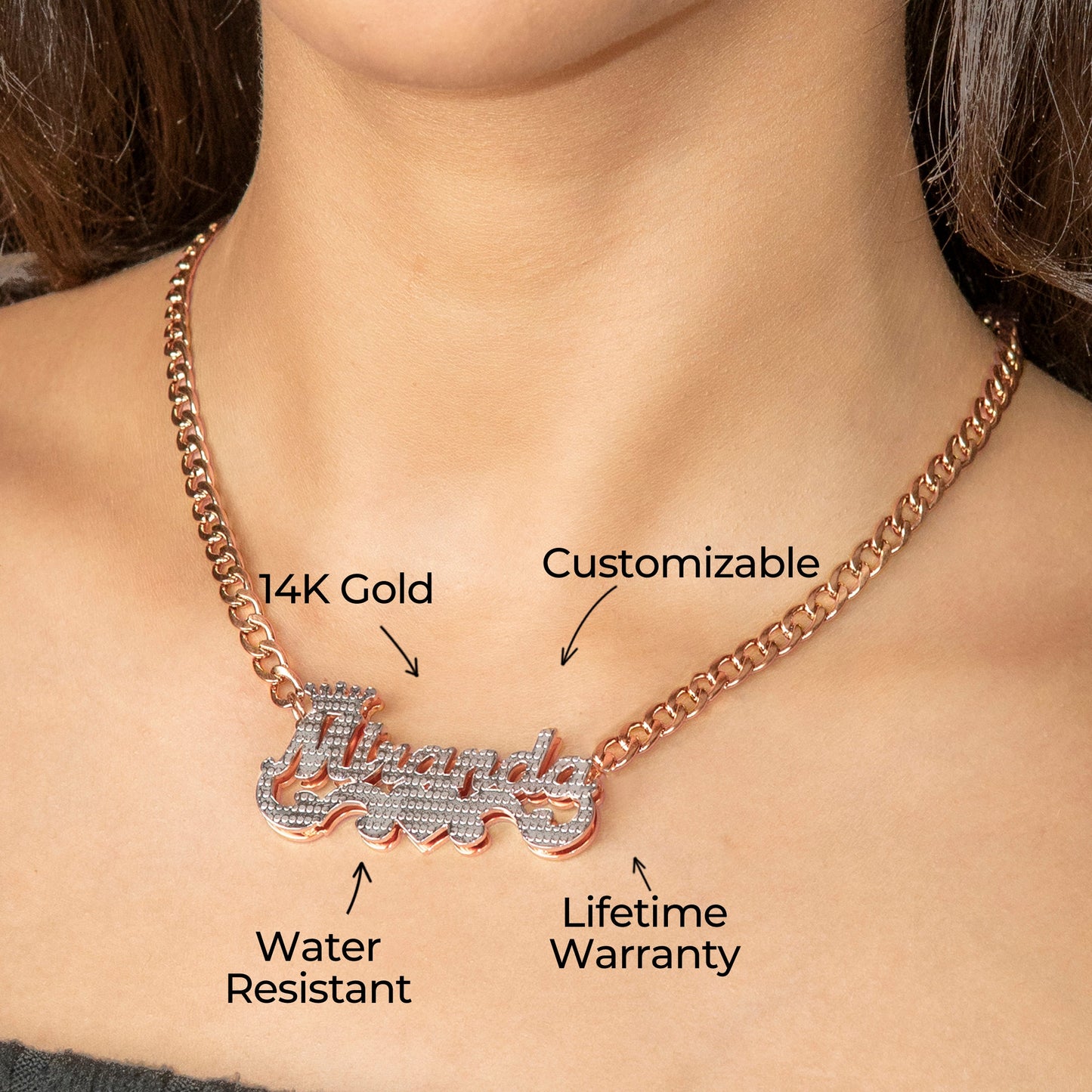 Women Jewelry - Rose Gold Name Necklace | Style # N46