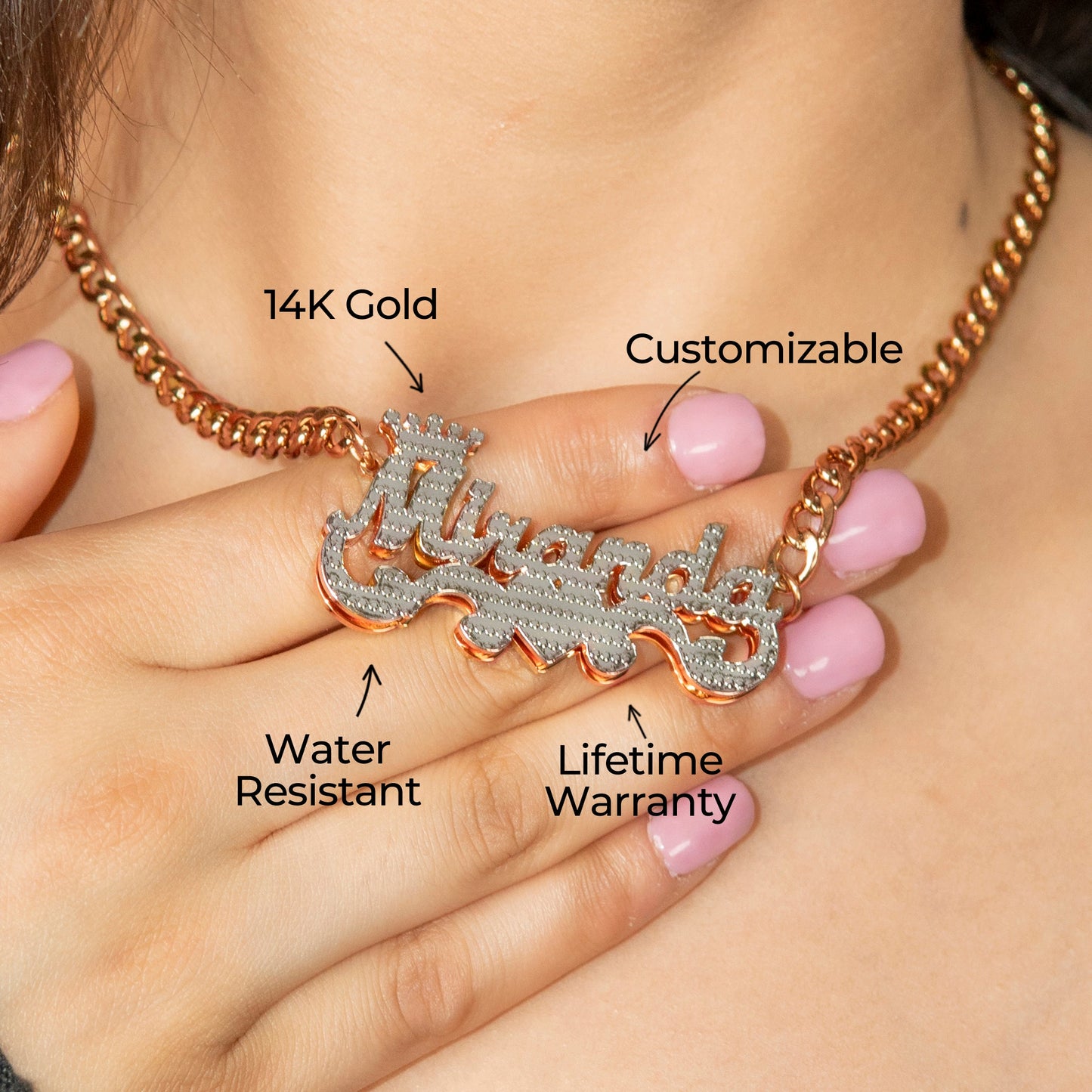 Women Jewelry - Rose Gold Name Necklace | Style # N46